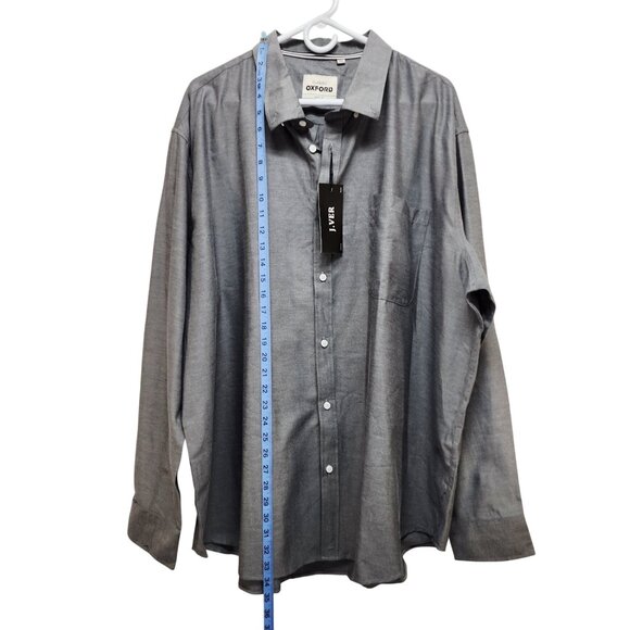 J ver Mens Classic Oxford Regular Fit Button-Up Shirt Size 3XL Gray Long Sleeve - Picture 4 of 7